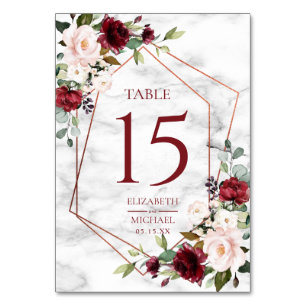 Koper Geometric Burgundy Marble Elegant Wedding Kaart