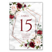 Koper Geometric Burgundy Marble Elegant Wedding Kaart (Achterkant)