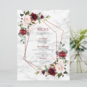 Koper Geometric Burgundy Marble Elegant Wedding Menu (Staand voorkant)