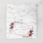 Koper Geometric Burgundy Marble Elegant Wedding Plaatskaartje (Buitenkant ongevouwen)