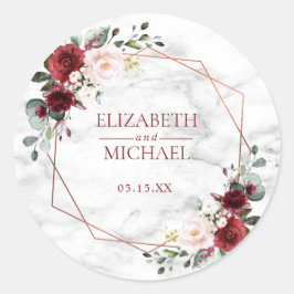 Koper Geometric Burgundy Marble Elegant Wedding Ronde Sticker