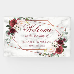 Koper Geometric Burgundy Marble Elegant Wedding Spandoek