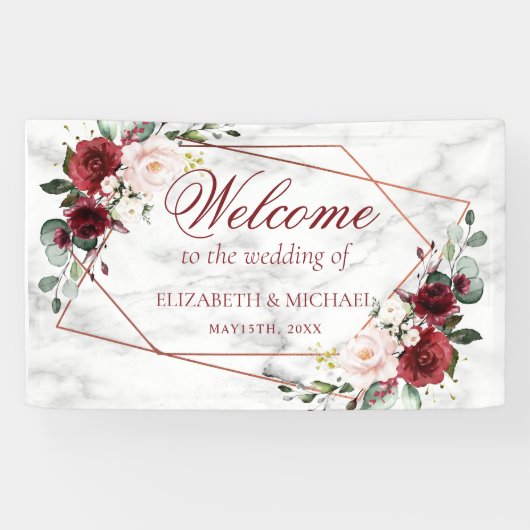 Koper Geometric Burgundy Marble Elegant Wedding Spandoek (Horizontaal)