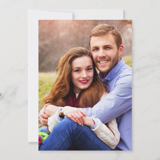 Koper Geometric Eucalyptus Elegant Photo Wedding Kaart (Achterkant)