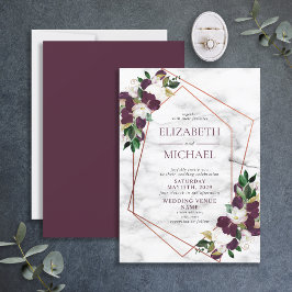 Koper Geometric Marble Plum Burgundy Floral Kaart