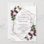 Koper Geometric Marble Plum Burgundy Floral Kaart (Voorkant)