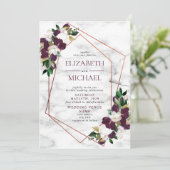 Koper Geometric Marble Plum Burgundy Floral Kaart (Staand voorkant)