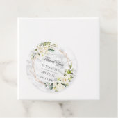 Koper Geometric Marble White Floral Wedding Bedankjes Labels (In situ)