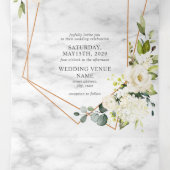 Koper Geometric Marble White Floral Wedding Drieluik Uitnodiging (Binnenkant midden)