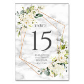 Koper Geometric Marble White Floral Wedding Kaart (Achterkant)