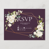 Koper Geometric Plum White Floral No Menu RSVP (Voorkant)