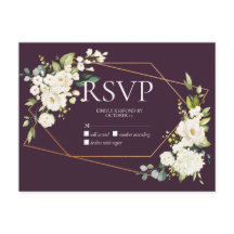 Koper Geometric Plum White Floral No Menu RSVP