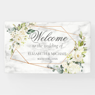 Koper Geometric White Floral Marble Wedding Spandoek