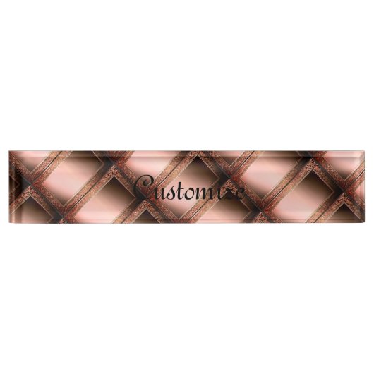 Koper Geometrisch Abstract Naambordje (Voorkant)