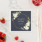 Koper Geometrisch Blauw Wit Bloemen Bruiloft Serve Servet (Insitu)