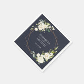 Koper Geometrisch Blauw Wit Bloemen Bruiloft Serve Servet (Hoek)