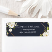 Koper Geometrisch Blauw Wit Bloemen Retouradres Etiket (Insitu)