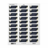 Koper Geometrisch Blauw Wit Bloemen Retouradres Etiket (Full Sheet)