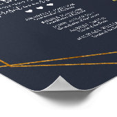 Koper Geometrisch Blauw Witte Bloemige 'In Memoria Poster (Hoek)