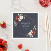 Koper Geometrisch Bourgogne Blauw Bruiloft Servet (Insitu)