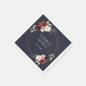 Koper Geometrisch Bourgogne Blauw Bruiloft Servet (Hoek)