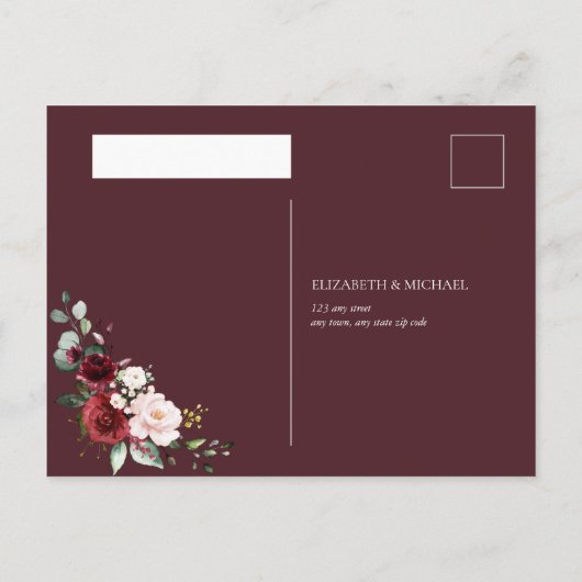 Koper Geometrisch Bourgogne Blauw Geen Menu RSVP (Achterkant)