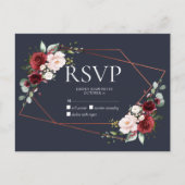 Koper Geometrisch Bourgogne Blauw Geen Menu RSVP (Voorkant)