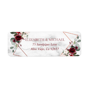 Koper Geometrisch Bourgogne Marmer Retouradres Etiket