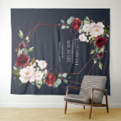 Koper Geometrisch Bourgondië Marineblauw Bruiloft Wandkleed (In Situ (horizontaal))