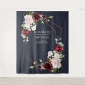 Koper Geometrisch Bourgondië Marineblauw Bruiloft Wandkleed (Voorkant)