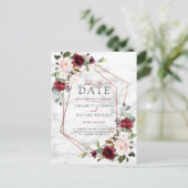 Koper Geometrisch Bourgondië Marmer Vertraag De Da Aankondigingskaart (Staand voorkant)