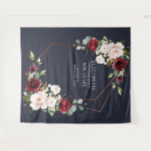 Koper Geometrisch Bourgondië Navyblauw Bruiloft Wandkleed (Voorkant (horizontaal))