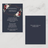 Koper Geometrisch Bourgondisch Blauw Bruiloft Deta Informatiekaartje (Voorkant / Achterkant)