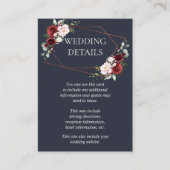 Koper Geometrisch Bourgondisch Blauw Bruiloft Deta Informatiekaartje (Voorkant)