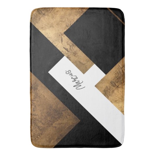 Koper Geometrisch Chic Monogram Badmat (Voorkant Verticaal)