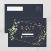Koper Geometrisch Eucalyptus Blauw Geen Menu RSVP (Voorkant / Achterkant)