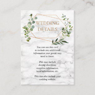 Koper Geometrisch Eucalyptus Marmer Bruiloft Detai Informatiekaartje