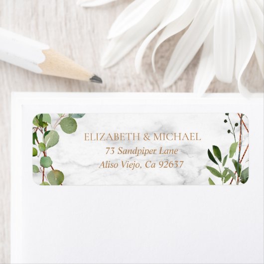 Koper Geometrisch Eucalyptus Marmer Retouradres Etiket (Insitu)