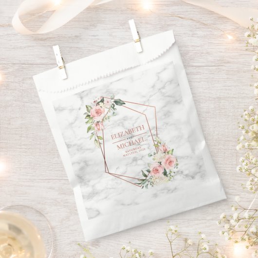 KOPER GEOMETRISCH MARMER ROZE BLOEM BEDANKZAKJE (Geknipt)