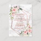 Koper Geometrisch Marmer Roze Bloemen Bruiloft Det Informatiekaartje (Voorkant)