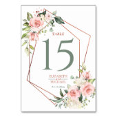 Koper Geometrisch Perzik Roze Bloemen Kaart (Voorkant)