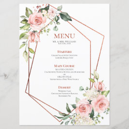 Koper Geometrisch Perzik Roze Bloemen Menu