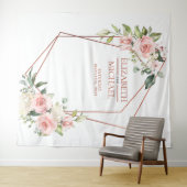 Koper Geometrisch Perzik Roze Bloemen Wandkleed (In Situ (horizontaal))