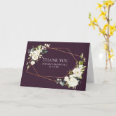 Koper Geometrisch Pruim Wit Bloemen Foto Bruiloft Kaart (Gele Bloem)