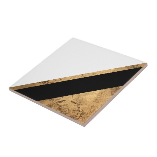 Koper Geometrisch Zwart-wit Tegeltje (Zijkant)