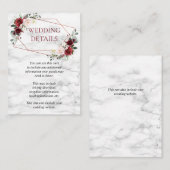 Koper Geometrische Bourgondische Marmer Bruiloft D Informatiekaartje (Voorkant / Achterkant)