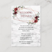 Koper Geometrische Bourgondische Marmer Bruiloft D Informatiekaartje (Voorkant)