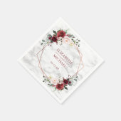 Koper Geometrische Bourgondische Marmeren Bruiloft Servet (Hoek)