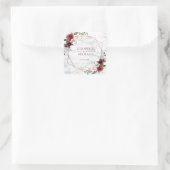 Koper Geometrische Bourgondische Marmeren Bruiloft Vierkante Sticker (Tas)