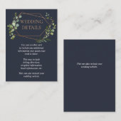 Koper Geometrische Eucalyptus Blauw Bruiloft Detai Informatiekaartje (Voorkant / Achterkant)